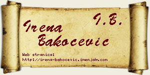 Irena Bakočević vizit kartica